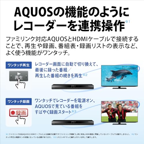 シャープ ブルーレイディスクレコーダー 2B-C10GW1 AQUOS ブルーレイ ダブルチューナー 1TB 地デジ録画 簡単操作 外付けHDD対応 スタンダードモデルの特徴・詳細 画像