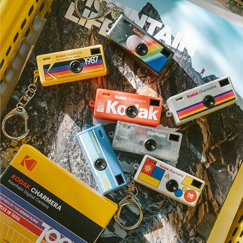 KODAK CHARMERA キーチェーン デジタルカメラブラインドボックス シングルボックス (1個)ミニカメラ、デジカメ、ビデオ録画、バッグチャーム、フィルムシミュレーションプリセット、1.6メガピクセル、マイクロSDカードスロット、初心者、ティーン、大人向けの特徴・詳細 画像
