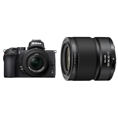 Nikon ミラーレス一眼カメラ Z50 レンズキット NIKKOR Z DX 16-50mm f/3.5-6.3 VR付属 Z50LK16-50 ブラック + 単焦点 交換レンズ マイクロレンズ NIKKOR Z DX MC 35mm f/1.7 APS-C ミラーレス一眼の外観・全体像 画像