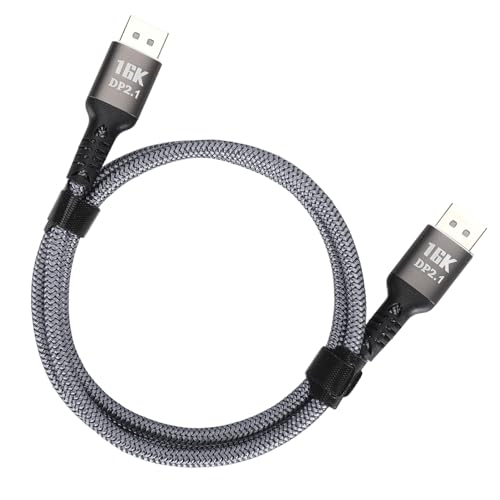 DisplayPort 2.1ケーブル 16K 30Hz 40Gbps、Dynamic HDRおよび3Dに対応したDisplayPort 2.1オス・オスケーブル、G-SyncおよびFreeSync対応ゲーミングモニター用、1メートルの特徴・詳細 画像