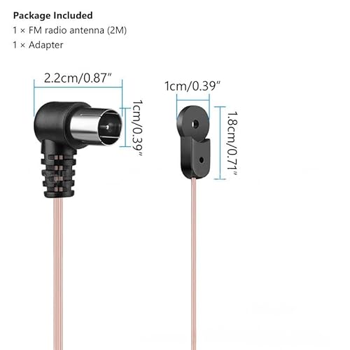 FMラジオアンテナ 同軸ケーブル T型/Y型 fm75 Ohm 室内 ダイポール アンテナ 高性能 高感度 Fタイプ オス プラグ ステレオ レシーバー ラジオ 用 FM アンテナ 長さ: 2 メートルの詳細・まとめ 画像