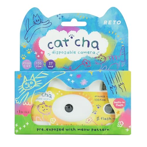 Retocolor Cat'cha 400 35mm 使い捨てフィルムカメラ 27EXP、ISO400、カラーネガティブフィルム、フォーカスフリー、使いやすい、フラッシュ内蔵、使い捨て (フィルムとバッテリー付属) (Cat'cha) 1