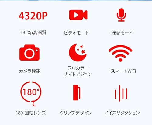[Caividom]ウェアラブルカメラ 4K ボディカメラ 回転レンズ マグネット式 背面クリップ 1080P 30FPS モニター搭載 小型カメラ 屋外 登山 自転車 会議 証拠撮影 手軽に録画 録音 ウェアラブル 監視カメラ ドライブレコーダーと64GBメモリーカードの特徴・詳細 画像
