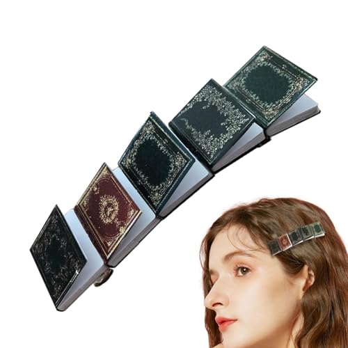 ブックヘアクリップ、ブックバレッタ | ビスタヘアスナップクリップ,ミニチュアブックフレンチ固定ヘアバレッタ、手作りヴィンテージタイニーブックヘアクリップアクセサリー、太い髪用ヘアクリップの外観・全体像 画像