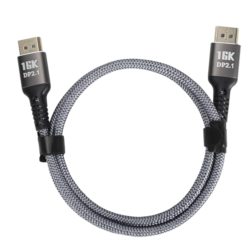 DisplayPort 2.1ケーブル 16K 30Hz 40Gbps、Dynamic HDRおよび3Dに対応したDisplayPort 2.1オス・オスケーブル、G-SyncおよびFreeSync対応ゲーミングモニター用、1メートルの外観・全体像 画像