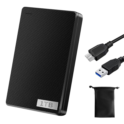 外付けハードディスク 外付けHDD 1TB テレビ録画 超高速データ転送 超薄型 2.5インチ USB3.0に対応 /PC/PS4/Mac/XBox 携帯便利 収納袋付属の外観・全体像 画像