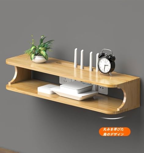 Barino シェルフオーディオラック壁掛けシェルフテレビハンガーキャビネット無垢材テレビルーターセットトップキャビネットステレオリモコンDVDプレーヤープロジェクター収納多機能ディスプレイコンビネーショントップボックス、棚、ドリルなし (60cm)の特徴・詳細 画像