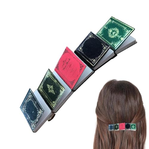 ブックヘアクリップ、ブックバレッタ | ブックヘアクリップフレンチバレッタヘアクリップ - 小さなヘアバレッタノンスリップホールドヴィンテージヘアアクセサリー、フランス語ブックヘアクリップ、教師用手作りヴィンテージタイニーブックヘアクリップアクセサリー 1