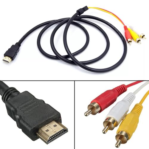 HDMI to RCA変換ケーブル HDMI to AVコンバータデジタル 3RCA/AV 変換ケーブル コンポジットケーブル 1.5メートル（ブラック）の特徴・詳細 画像