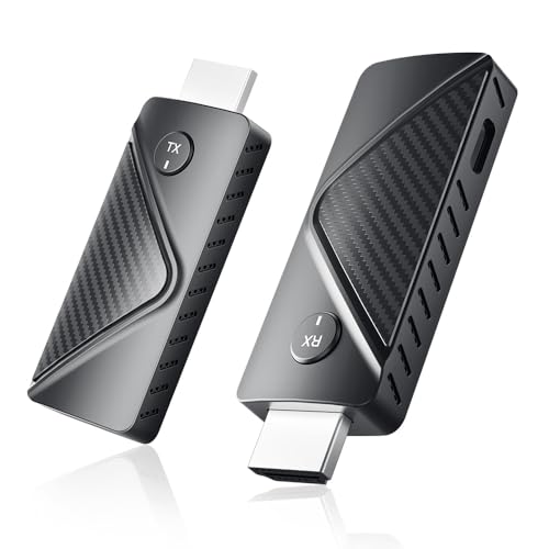 ワイヤレス hdmi 無線 送受信機セット「日本技適認証済」無遅延 最大30m無線伝送 1080P 60Hz 映像音声同時 2.4GHz/5GHz周波数帯対応 挿すだけ使える ミラー&拡張モード搭載 プラグアンドプレイ WIFI&設定不要 コンパクト 収納便利 テレビ/PC/Mac/Window/カメラ/監視カメラなど対応(ブラック)の外観・全体像 画像