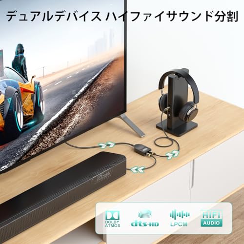 EMK 光デジタル 分配器-1入力-2出力 TOSLINK 光デジタルケーススプリット 金メッキ角型 LPCM 2.0、ドルビーデジタル、DTS 5.1chをサポート(0.5m)の詳細・まとめ 画像