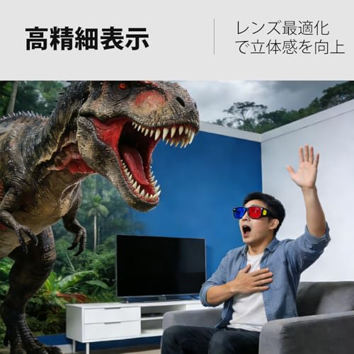 3D眼鏡 赤青 大型 最新D3眩影レンズ テレビ パソコン シアター用 近視者も使用可 広い視野 鮮やか色彩 快適装着 赤青3D立体体験を極める 大画面でもクリアな臨場感をお届けの特徴・詳細 画像