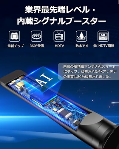 室内アンテナ 550KM 受信範囲 テレビアンテナ 4K HDTV 地デジアンテナ 360度全方位受信 信号ブースター ブースター内蔵 高性能 高感度 設置簡単 USB式 全種類 薄型&小型 UHF VHF 対応 取扱説明書の詳細・まとめ 画像