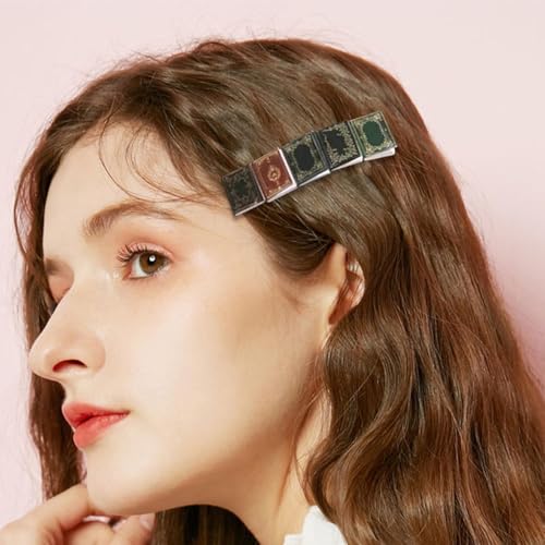 ブックヘアクリップ、ブックバレッタ | ビスタヘアスナップクリップ,ミニチュアブックフレンチ固定ヘアバレッタ、手作りヴィンテージタイニーブックヘアクリップアクセサリー、太い髪用ヘアクリップの特徴・詳細 画像