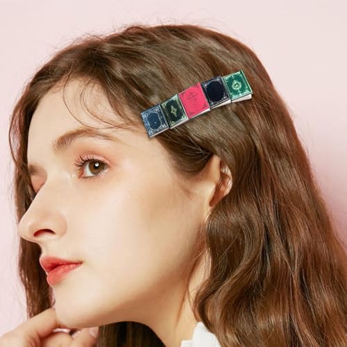 ブックヘアクリップ、ブックバレッタ | ブックヘアクリップフレンチバレッタヘアクリップ - 小さなヘアバレッタノンスリップホールドヴィンテージヘアアクセサリー、フランス語ブックヘアクリップ、教師用手作りヴィンテージタイニーブックヘアクリップアクセサリーの特徴・詳細 画像