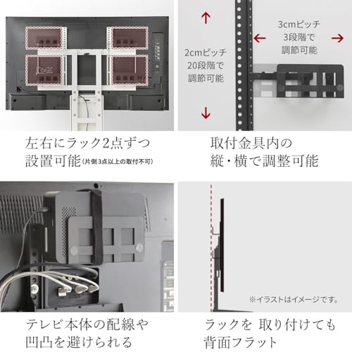 テレビスタンド V2 V3 V4 V5 S1 PRO A2ラージ 対応 マルチデバイスホルダー ラック4点+取付金具の特徴・詳細 画像
