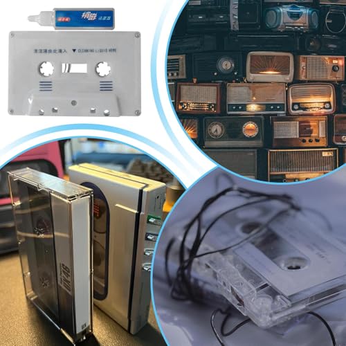 カセットテープヘッドクリーナー - カセットテー プクリーニングキット,家庭用ブームボックスデッキレコーダーのためのオーディオダストリムーバーコンパクトケアセットの特徴・詳細 画像