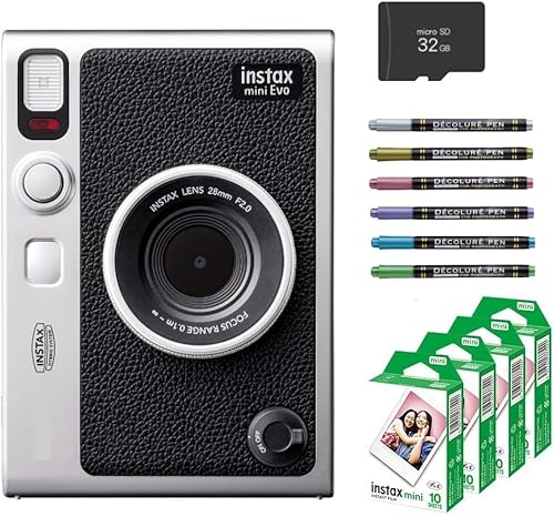 富士フイルム チェキ Evo ハイブリッドインスタントカメラ instax mini Evo (４点, ブラック) 1