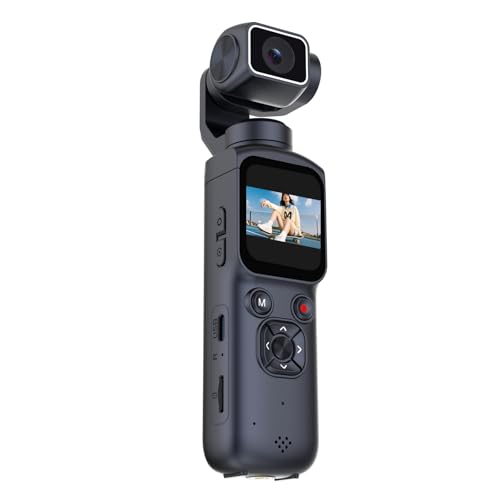 AiMike アクションカメラ ポケットサイズ 4K 7500万画素 シングル軸330度自動追跡 回転レンズ WIFI転送機能 全画素高速AF 1.72インチタッチ操作 32GBマイクロSDカード付き 自動顔追跡 スマホに送れる 小型Vlogビデオ デジカメ ボディ ウェアラブル デジタルカメラ 2400mAhバッテリー内蔵 軽量 コンパクト 旅行 アウトドア ブラックの外観・全体像 画像