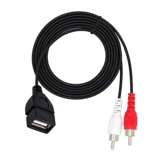 USB2.0 メス - 2RCA サウンドケーブル USB2.0-2RCA オス スプリッタ アダプタ コード 電話 タブレット ホームシアター HDTV コンポジット ケーブル用の外観・全体像 画像