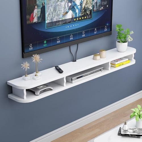 FAZKEO壁掛けテレビスタンドメディアコンソール、ケーブル穴付きフローティングキャビネット、ストレージアセンブリ、白色、140cm (120cm,ホワイト) 1