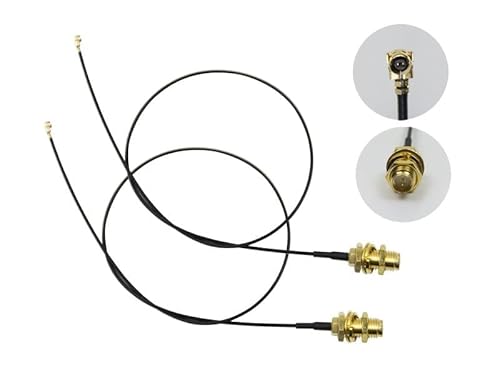 IPEX MHF4⇒RP-SMA メス 中心がピン ピグテールケーブル ケーブル長さ28cm アンテナ ネットワーク 無線LANカード Wi-FIカード用 2.4GHz・5GHz・5.8GHz・Wi-Fi・WLAN・Bluetooth対応 2本セットの外観・全体像 画像