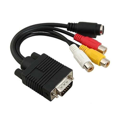 長さ約15cm vga ケーブル VGA変換ケーブル S端子/3RCA対応 映像出力分配ケーブル 銅製芯線 1
