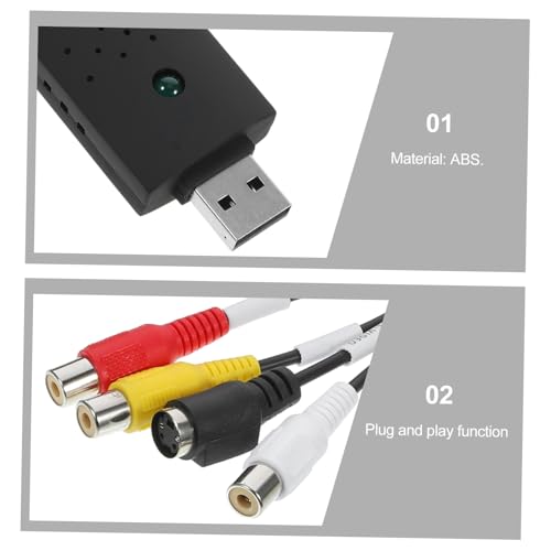 POPETPOP 黒色ABS素材のUSB電源ビデオキャプチャーデバイス ビデオ音声の 録画機能搭載 MPEGビットレート調整対応 映像変換やテープダビングに最適の特徴・詳細 画像