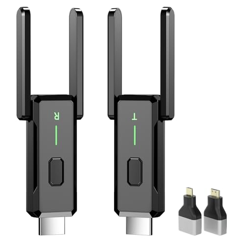 強化版 ワイヤレスHDMI 送受信機 WiFi6 二重アンテナ 小型 収納に便利 無線化 送受信機セット ワイヤレスディスプレイアダプター HDMI 無線 最大150m安定転送距離 WIFI&設定不要 映像音声同期出力 TV/PC/Mac/Laptop/Window/カメラ/監視カメラなど対応 1