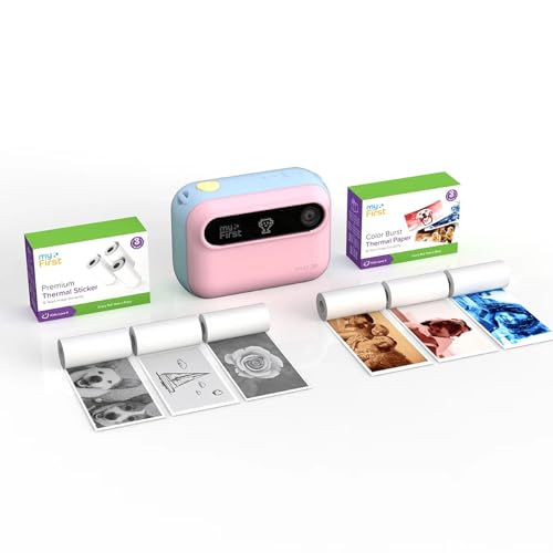 myFirst Camera Insta 20 - インスタントプリントデジタルカメラ 16MP写真付き 1080P、4-12歳の子供への誕生日プレゼント、自撮りレンズ、無制限印刷、マイクロSDカード (コットンキャンディーミックス, コンプリートキット)の特徴・詳細 画像