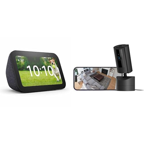 【セット買い】 Echo Show 5 (エコーショー5) チャコール + Ring 首振り機能付きインドアカム - ブラックの外観・全体像 画像