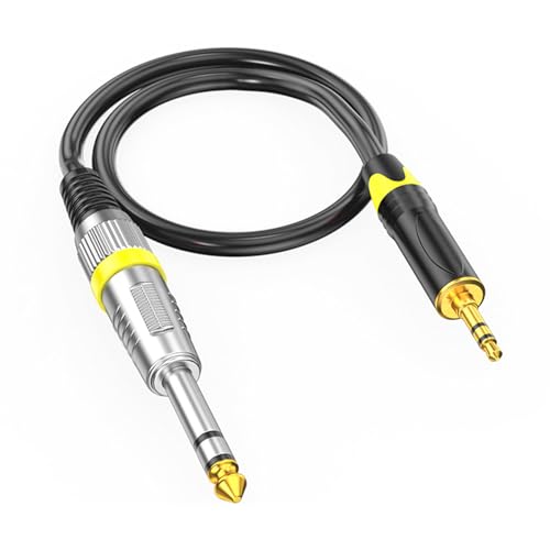 3.5mm および 6.35mm オスコネクタ付きステレオケーブル ギターアンプミキサー用 3.5 ～ 6.35 (6.5) アダプターコード 合金ハウジング 1