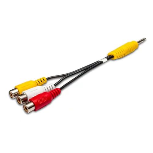 3.5 ミリメートル - 3RCA サウンドケーブル 3.5 ミリメートルオス - 3RCA メス Y スプリッターサウンドステレオコード交換用アンプ劇場データ転送ケーブルの外観・全体像 画像