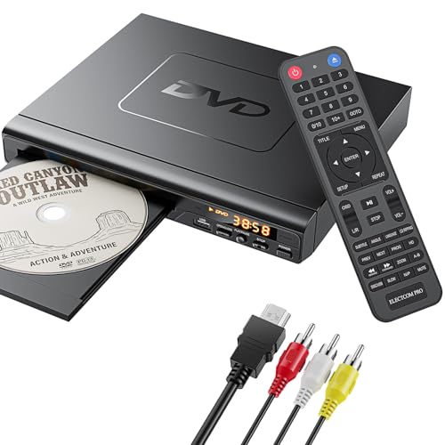 DVD プレーヤー HDMI, すべての地域を再生できる DVD プレーヤー, 高齢者向けのシンプルな DVD プレーヤー, ホーム ステレオ システム用 CD DVDプレーヤー, HDMI および RCA ケーブル付属 1