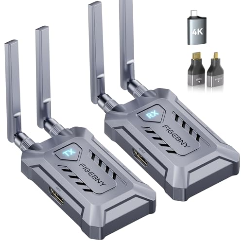 FIGEBNY ワイヤレス hdmi 無線 送受信機セット 120m無線伝送 0.1秒低遅延 ミラーリング対応 カメラ・PC映像音声出力 モニター・テレビ入力「日本技適認証取得」 1