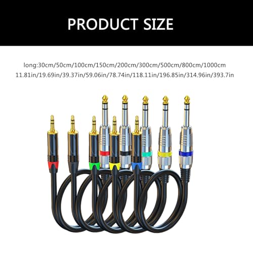 3.5mm および 6.35mm オスコネクタ付きステレオケーブル ギターアンプミキサー用 3.5 ～ 6.35 (6.5) アダプターコード 合金ハウジングの特徴・詳細 画像