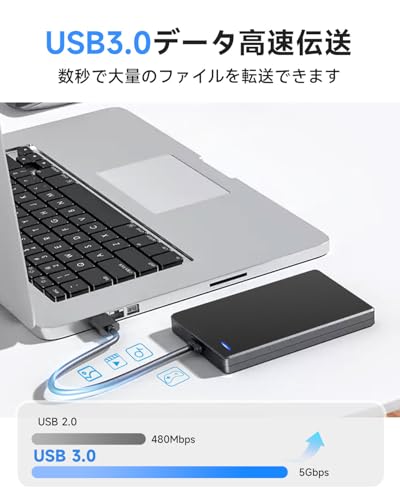 外付けハードディスク 外付けHDD 500GB 超高速データ転送 テレビ録画 超薄型 2.5インチ USB3.0に対応 /PC/Mac/PS4/XBox 携帯便利 収納袋付属の特徴・詳細 画像