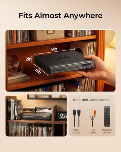 DVD プレーヤー HDMI, すべての地域を再生できる DVD プレーヤー, 高齢者向けのシンプルな DVD プレーヤー, ホーム ステレオ システム用 CD DVDプレーヤー, HDMI および RCA ケーブル付属の特徴・詳細 画像
