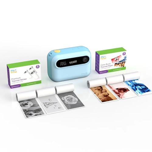myFirst Camera Insta 20 - インスタントプリントデジタルカメラ 16MP写真付き 1080P、4-12歳の子供への誕生日プレゼント、自撮りレンズ、無制限印刷、マイクロSDカード (ブルー, コンプリートキット)の特徴・詳細 画像