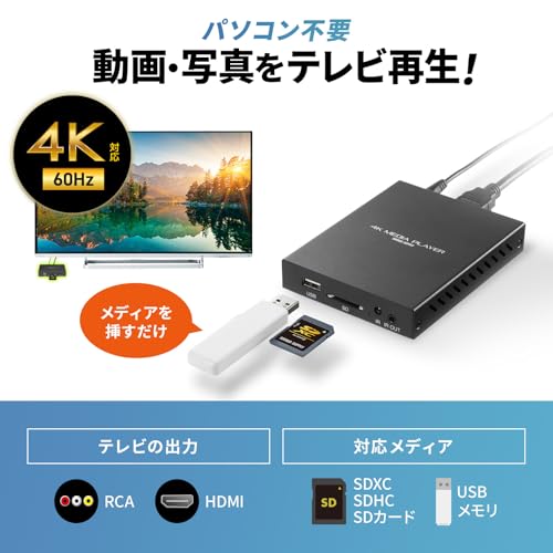サンワサプライ メディアプレーヤー（4K対応・タイマー機能付き） MED-PL4K105の特徴・詳細 画像