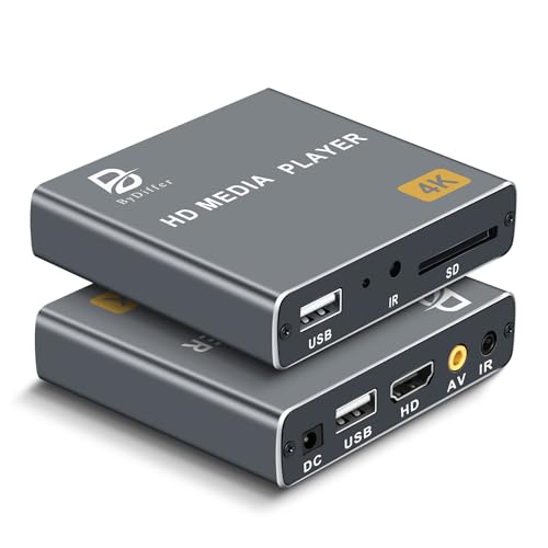 4Kメディアプレーヤー, HD デジタルメディアプレーヤー, H.265/HEVC H.264/AVC MP4 MKVビデオ MP3 音楽 JPG 写真 字幕, HDMI/RCA出力, 自動再生と再開, 家庭用 店頭用 デジタルサイネー, HDMIケーブル付属 1