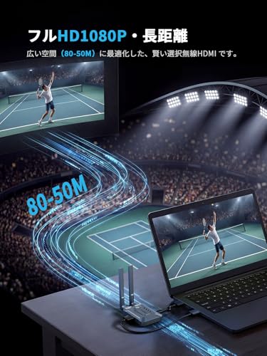 FIGEBNY ワイヤレス hdmi 無線 送受信機セット 120m無線伝送 0.1秒低遅延 ミラーリング対応 カメラ・PC映像音声出力 モニター・テレビ入力「日本技適認証取得」の特徴・詳細 画像
