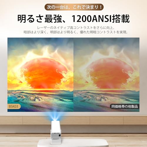 プロジェクター 家庭用【 1200ANSI 超絶明くきれい】スタンド一体型 4K画質【革新的な独立スピーカー&タッチペン操作対応 】自動フォーカス&自動台形補正| 天井投影 |Google Cast対応|5G WiFi/Bluetooth 5.1|スマホ・PC・Switch対応|密閉防塵設計|Netflix/YouTube/PrimeVideo|家庭用・ビジネス両用プロジェクター ホワイトの詳細・まとめ 画像