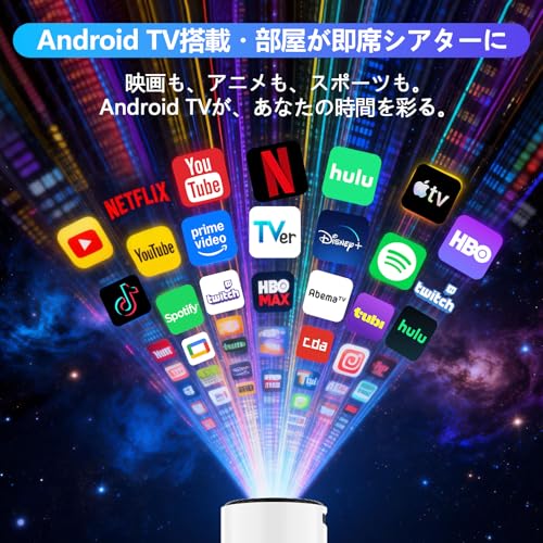 WISHOLY プロジェクター 家庭用 超小型 【Android TV搭載・電動フォーカス・30000LM・270°回転】プロジェクター 小型 1080P短距離投影 高輝度 天井投影 Wi-Fi 6 Bluetooth 5.4 自動台形補正 内蔵HiFiスピーカー 50％ズーム機能 静音設計 プレゼント HDMI/スマホ/PC/DVD/Switchなどに対応の詳細・まとめ 画像
