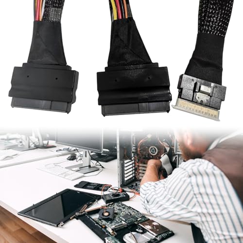 SFF8654 (8i) - 2SFF-8639 アダプターケーブル、ワークステーションアダプター用電源付き 31.5 インチ SFF8654 - SFF8639の特徴・詳細 画像