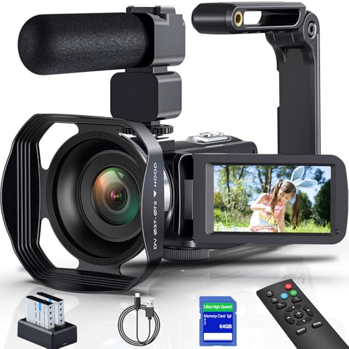 ビデオカメラ 8K動画撮影 64MP 64GB SDカード付き 3.0インチのタッチスクリーン 18倍デジタルズーム IRナイトビジョン機能 LEDフィルインライト 2.4Gリモコンフラッシュ ウェブカメラ 充電式 大容量バッテリー 軽量 日本語の取扱説明書 学生の外観・全体像 画像