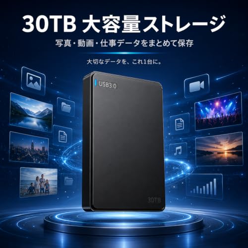 外付けHDD 30TB ハ-ドディスク 外付け USB3.1(Gen1)/3.0/2.0 耐衝撃 超高速データ転送 hdd 外付け 防水 防塵仕様 容量不足対策 データのバックアップ 携帯便利の詳細・まとめ 画像