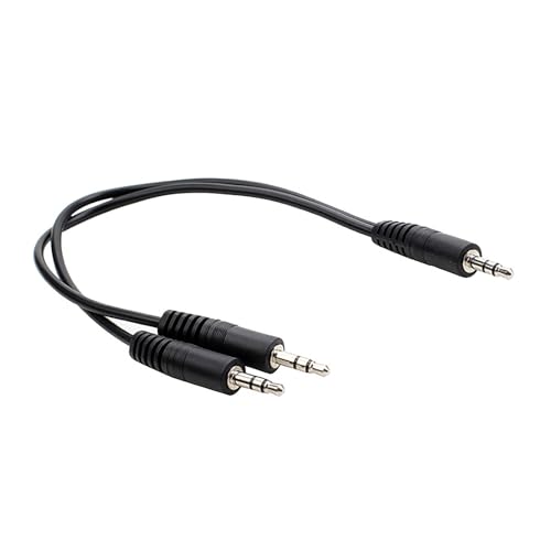 3.5mm ステレオ スプリッター Y ケーブル 3.5mm ステレオ オス プラグ - ダブル 3. オス プラグ マイク ヘッドフォン スプリッター イヤホンの外観・全体像 画像