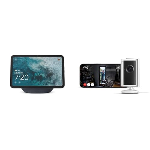 【セット買い】Echo Show 8 (2025年発売) グラファイト + Ring Indoor Cam Plus ホワイトの外観・全体像 画像