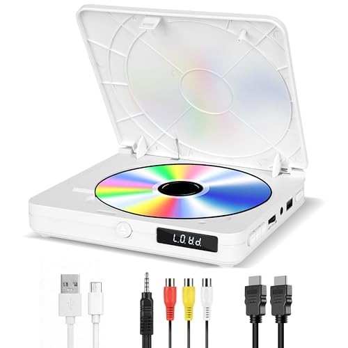DVDプレーヤー テレビ用 1080PフルHD出力 CD/DVD再生専用 CPRM対応 録画ディスク再生可能 USB再生(最大32GB) HDMI・AV出力 レジューム再生 USB給電 5V/2A対応(ACアダプターなし) HDMIケーブル・AVケーブル・リモコン付 日本語取扱説明書付 ※ブルーレイ非対応の外観・全体像 画像